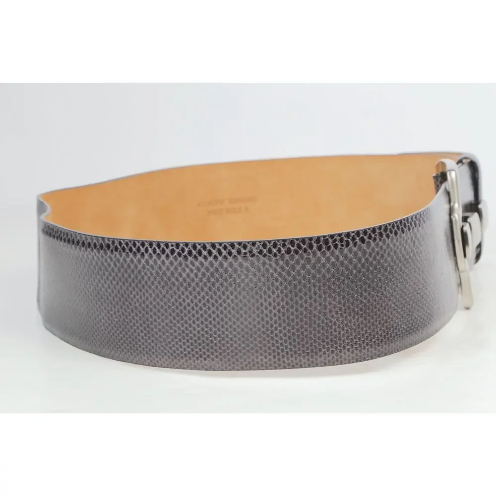 W. Kleinberg Genuine Karung Leather Wide Belt Brushed Silver Stud Buckle L USA